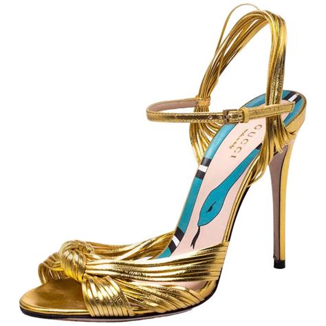 gucci knot sandal mettalic|women's Gucci sandals.